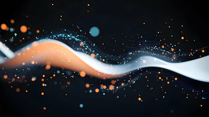 Abstract 3D Wave with Dots and Particles in Motion