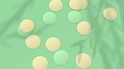 Elegant bierdeckel on green background. Modern cover design. 3d illustration.