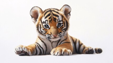 Fototapeta premium Adorable Baby Tiger with Oversized Ears and Tiny Paws