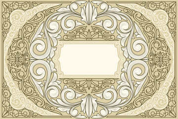 Decorative ornate retro floral blank card template