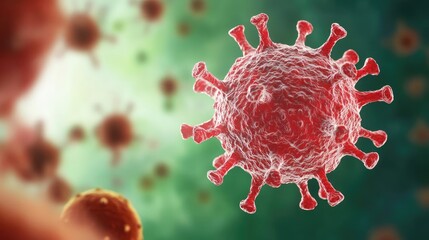 3D illustration of a virus on a blurred background, scientific concept of infection.