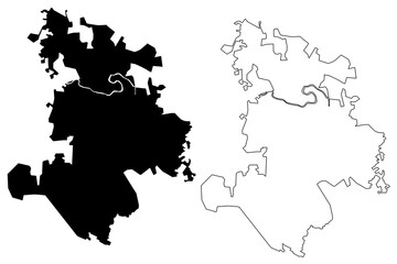 Pekanbaru City (Republic of Indonesia, Sumatra island) map vector illustration, scribble sketch City of Pekanbaru map