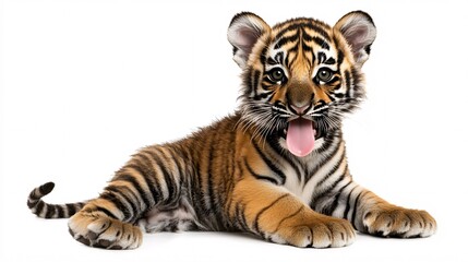 Obraz premium Playful Baby Tiger Posing with Its Tongue Out