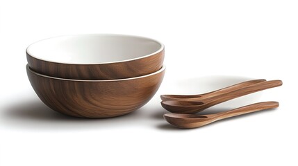salad bowl set, white background