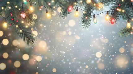 Fototapeta premium christmas colorful shining fairy lights and falling glitter