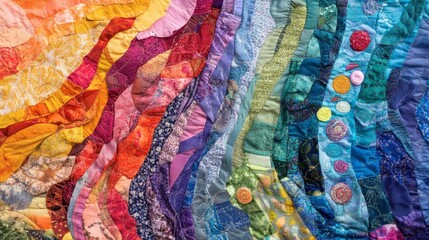 Colorful Abstract Textile Art Quilt Design
