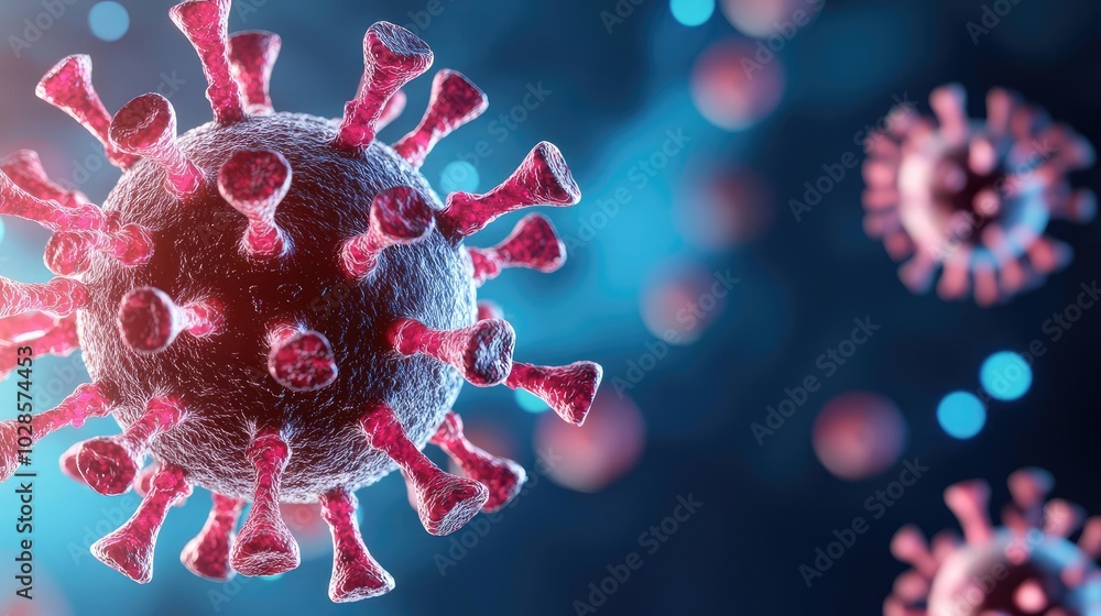 Poster 3d rendering of a virus, white isolate background