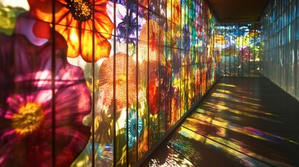 Vibrant Floral Light Reflections in Modern Space