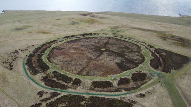 Aerial view of the Ring of Brodgar in Orkney, Scotland