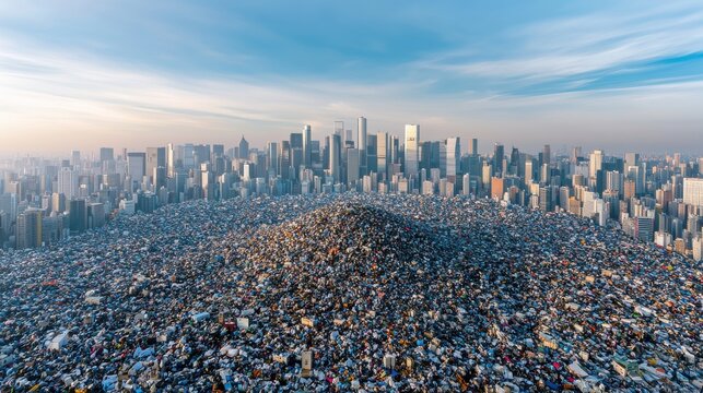 Massive urban sprawl, highlighting overpopulation and urban density issues.