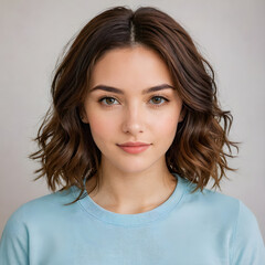 Fototapeta premium arafed woman with a blue shirt and a white shirt