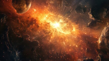 Obraz premium A Bright Explosion in a Star-Filled Galaxy