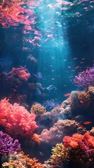 Colorful coral reef underwater, 4K hyperrealistic photo