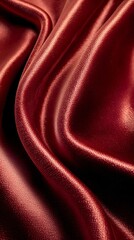 Fototapeta premium Close-up of a rich red satin fabric, creating soft, flowing folds.