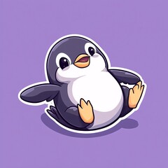 Obraz premium Adorable Penguin Sliding on Its Belly Isolated