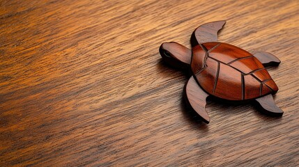 Wooden Turtle on Brown Wooden Table