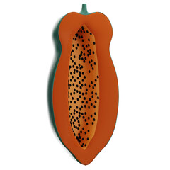 3d icon papaya on the white background
