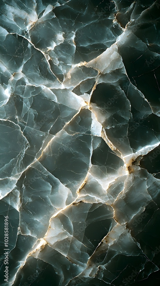 Poster Abstract background with a unique, deep green marble pattern illuminated by light from within.