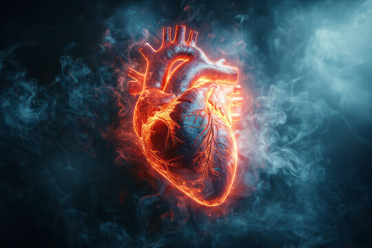 3D Visualization illustrates the effects of untreated hypertension on the heart, highlighting the elevated risk of myocardial infarction