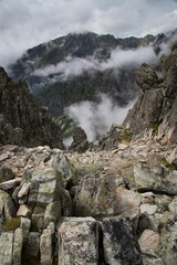 Rocky mountains and clouds in the High Tatras, Slovakia.