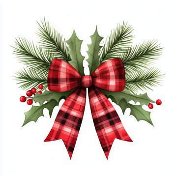 recommend clip art: Christmas Bow with Holly and Pine Watercolor Illustration.