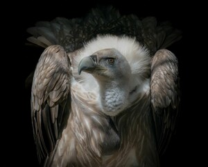 Close-up of a majestic vulture with detailed feathers