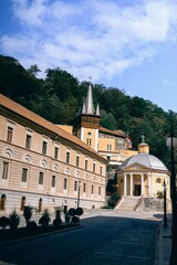 Obraz premium European townscape with historical buildings and church