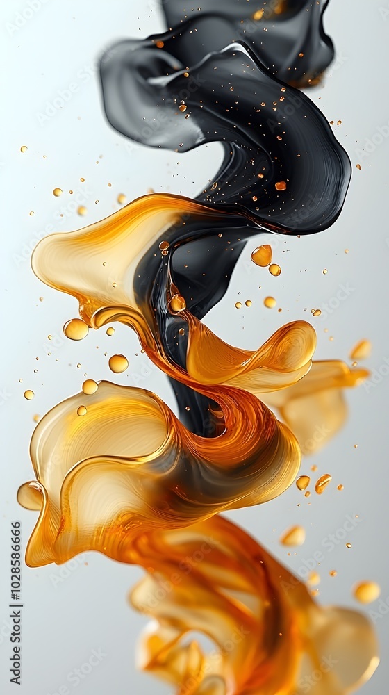 Poster abstract swirls of golden and black liquid create a dynamic and captivating visual.