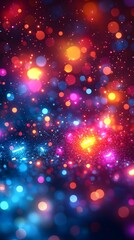 Obraz premium A mesmerizing abstract background featuring vibrant, blurred lights in shades of pink, blue, and yellow.