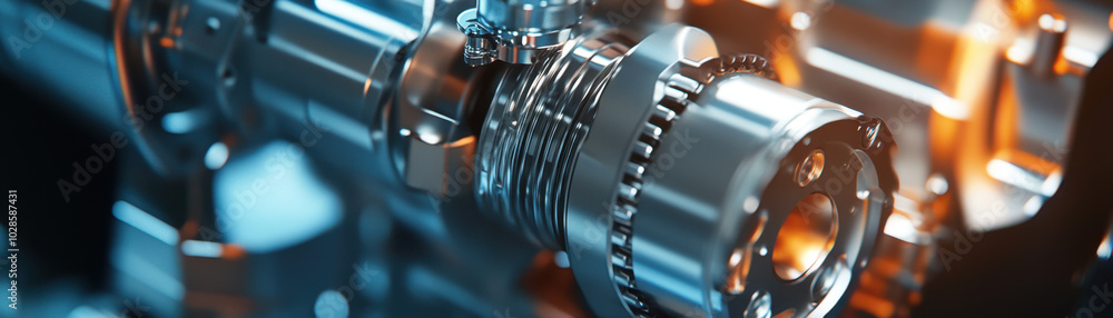 Poster high quality close up of mechanical component showcasing intricate details and precision engineering