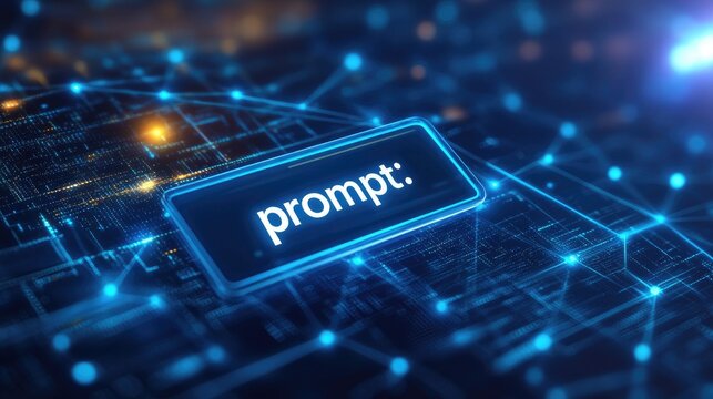 digital prompt on futuristic ai background