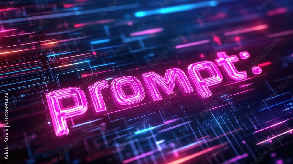Poster digital prompt on futuristic ai background