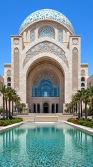 Fototapeta premium large historical structure with a pool in front