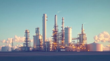 Obraz premium Rafineria ropy naftowej i gazu ziemnego z obiektem zbiorników magazynowych do produkcji ropy naftowej 
