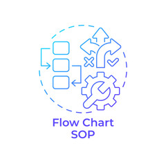 Flow chart sop blue gradient concept icon. Hierarchy structure, task list. Process flow. Round shape line illustration. Abstract idea. Graphic design. Easy to use in infographic, presentation