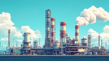 Obraz premium Industry pipeline transport petrochemical, gas and oil processing, furnace factory line 