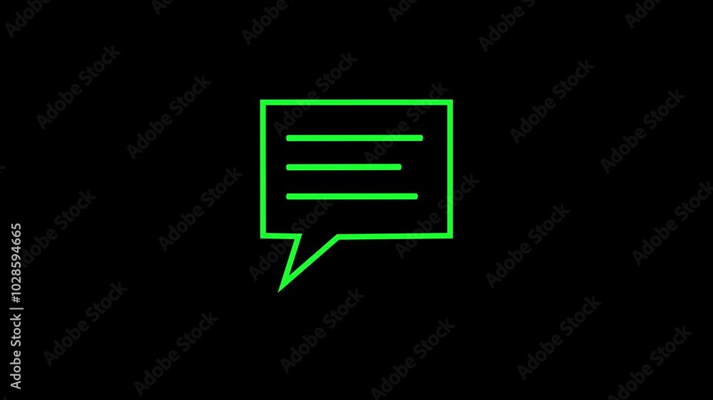 Poster chat icon. conversation icon animation. message icon animated on black background. text symbol, conv