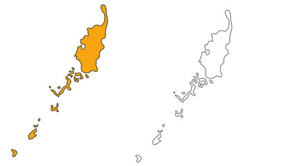 Palau map outline and silhouette isolated on transparent background.
