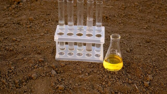 Taking soil samples in nature. Selective focus.