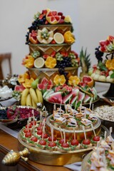 Vibrant fruit and appetizer display