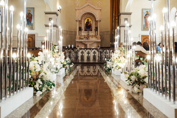 Large bright hall of the Armenian church in Ukraine
