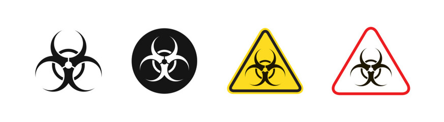 Biohazard vector sign set. Biohazard symbols in bold black and yellow