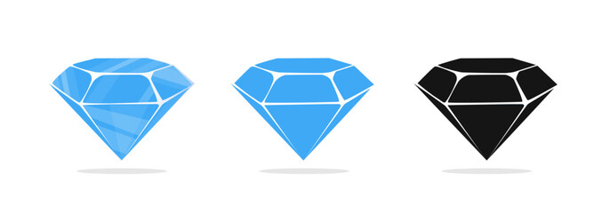 Diamond vector icons. Diamonds in different shapes and cuts