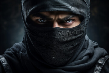 Naklejka premium Generative AI illustration of secret agent spy person classic spy movie stylish action clothes scene