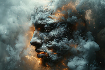 Image showing a power of natural elements smoke and water generative ai