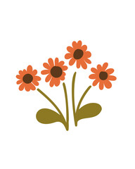 Cute cartoon flowers, children's vector illustration