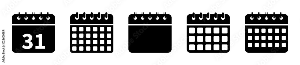 Poster calendar vector icon set. simple calendar icons in various styles