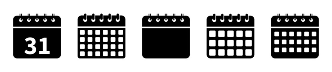 Calendar vector icon set. Simple calendar icons in various styles