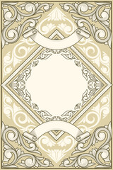 Decorative ornate retro monochrome blank card template
