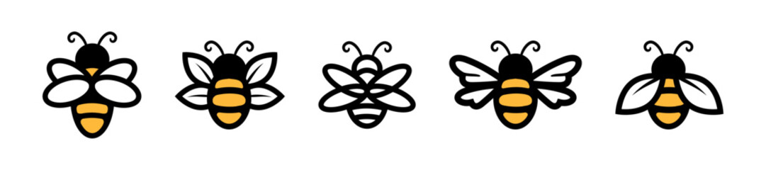 Bee vector icon set in cartoon style © 11ua